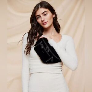 NWT Free People Caraa Velvet Small Sling Bag black